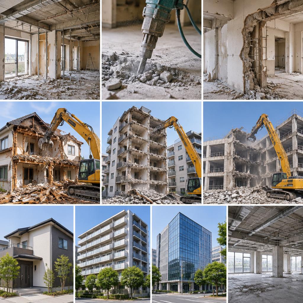 内装解体から建物一棟まで。幅広い現場に対応
