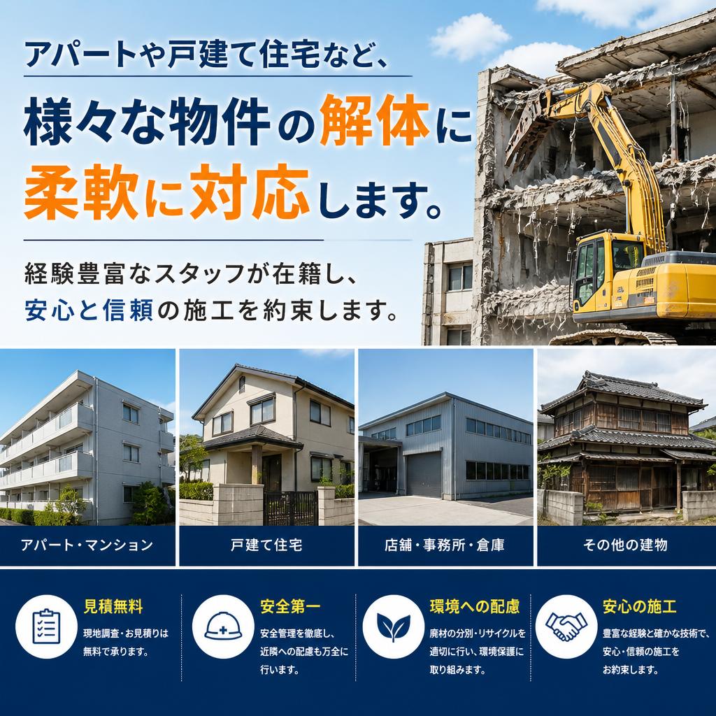 解体工事はお任せ！