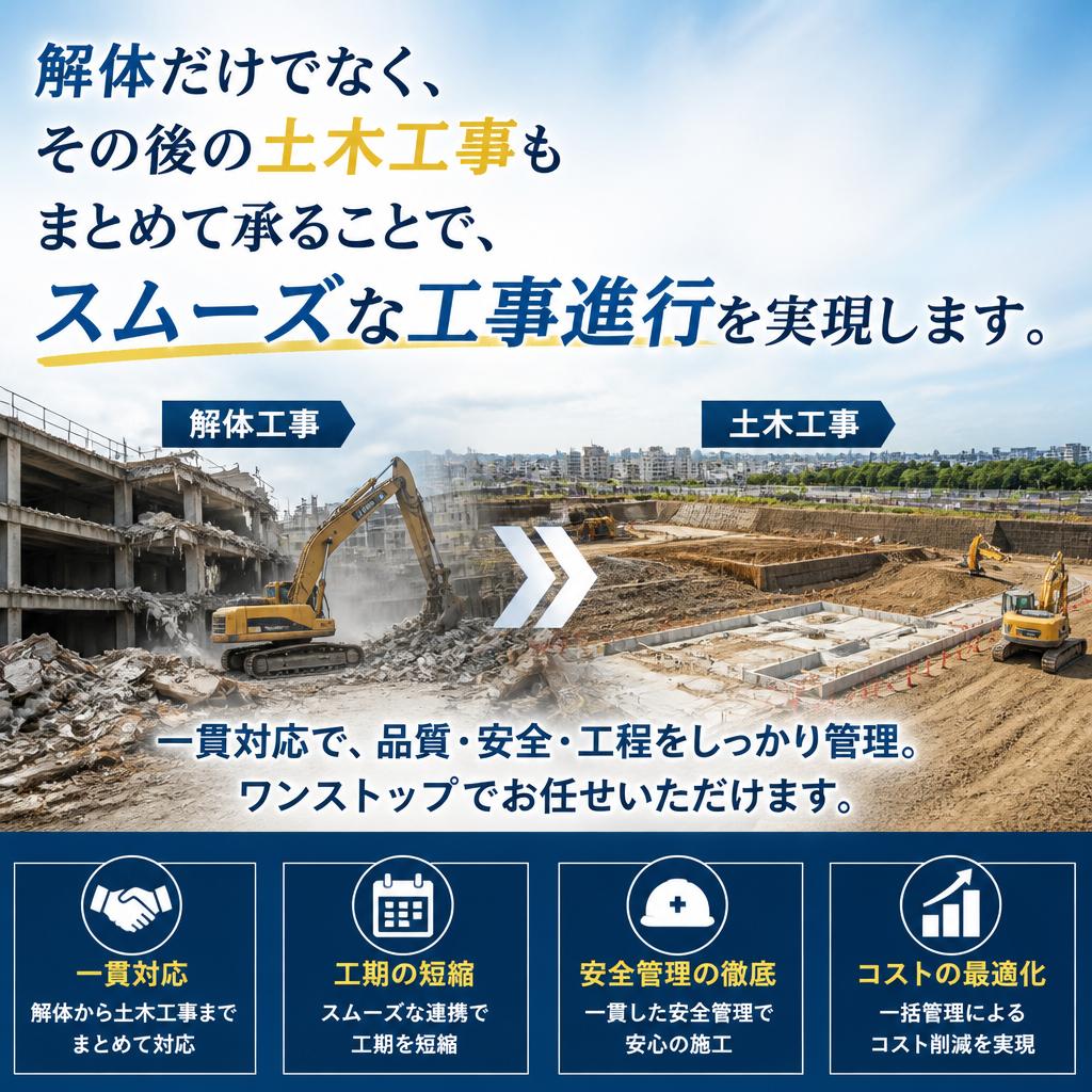 土木工事との一貫作業