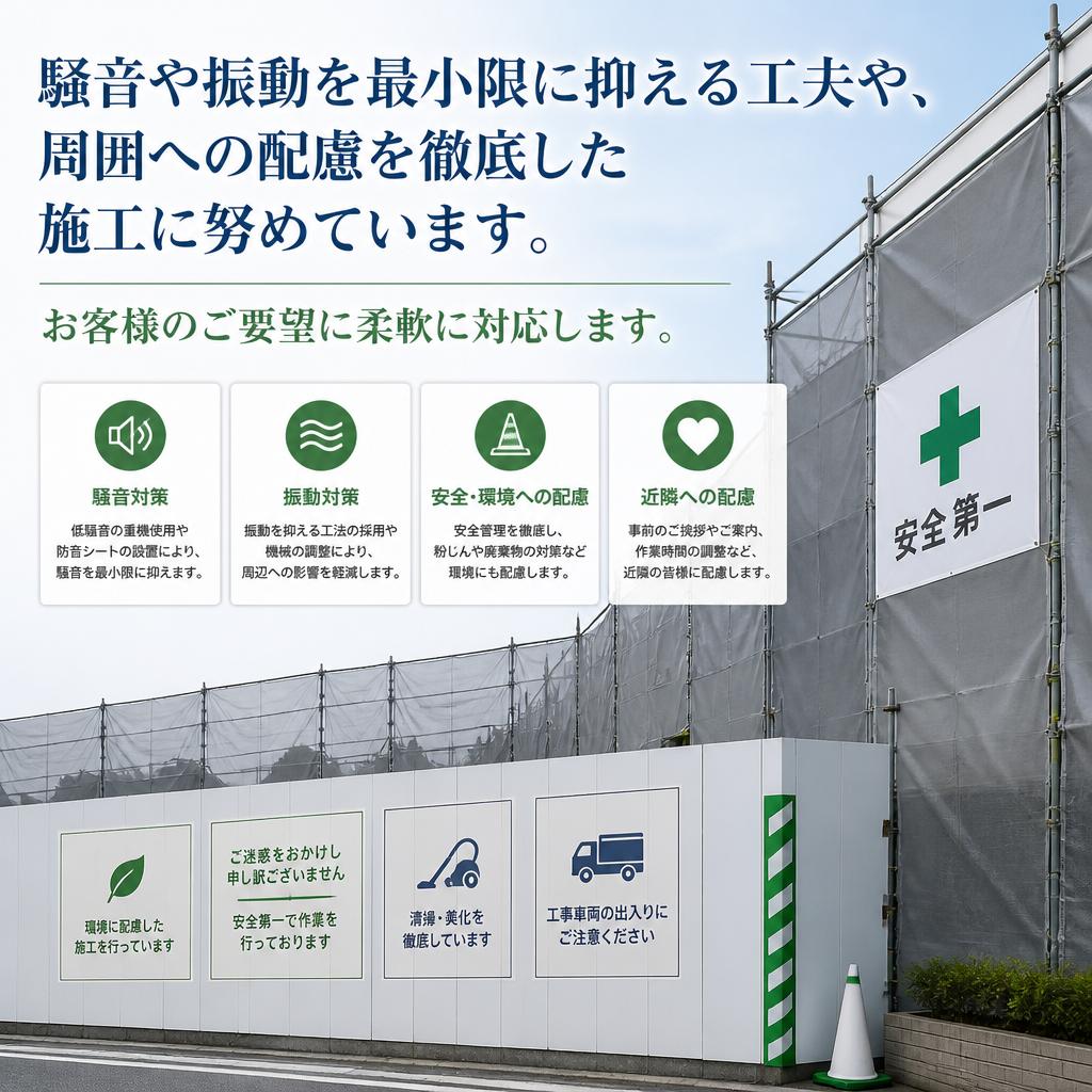 丁寧な施工と周囲への配慮