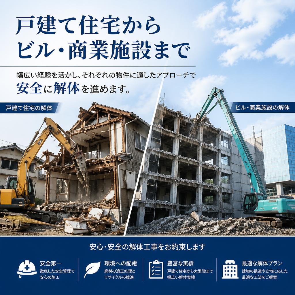 戸建てとビルの解体対応