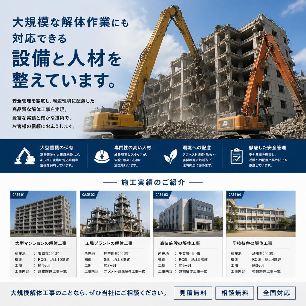 大規模解体もお任せ