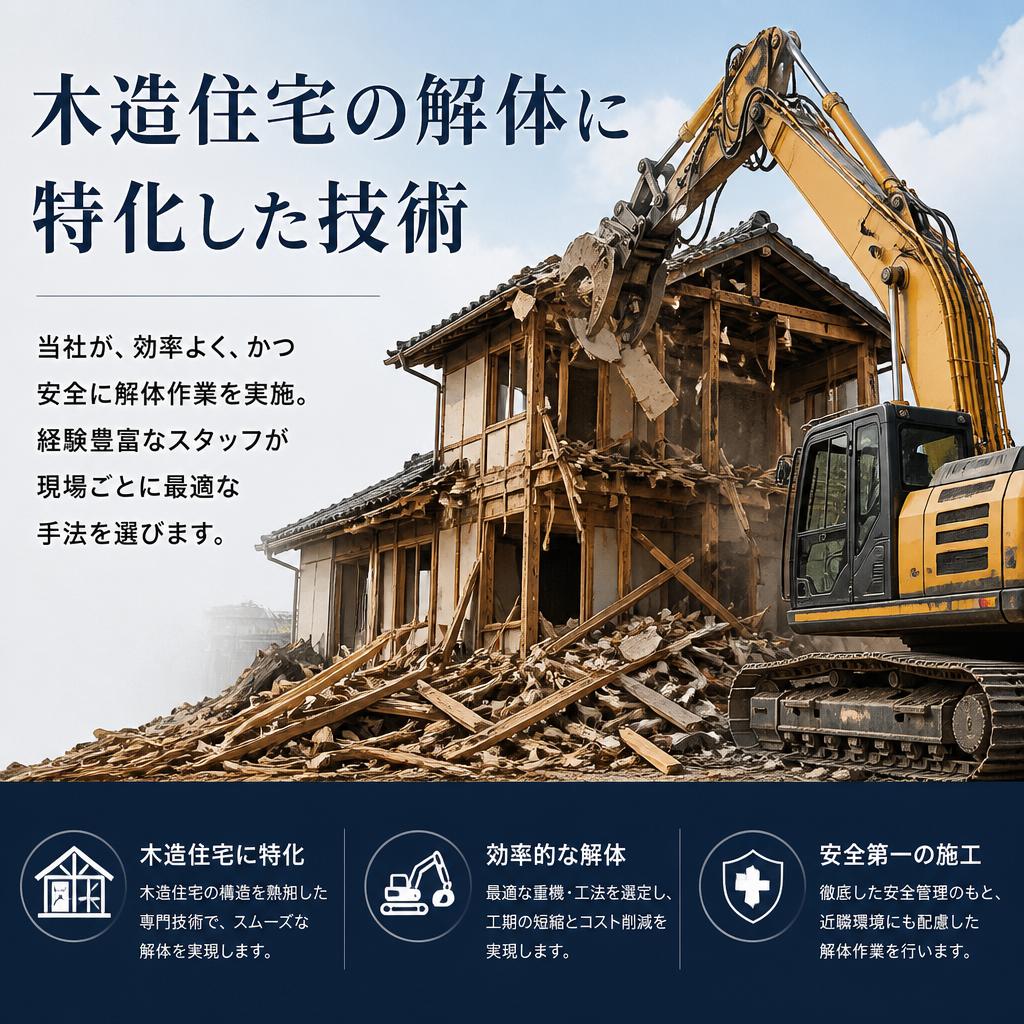 木造住宅に特化した解体技術