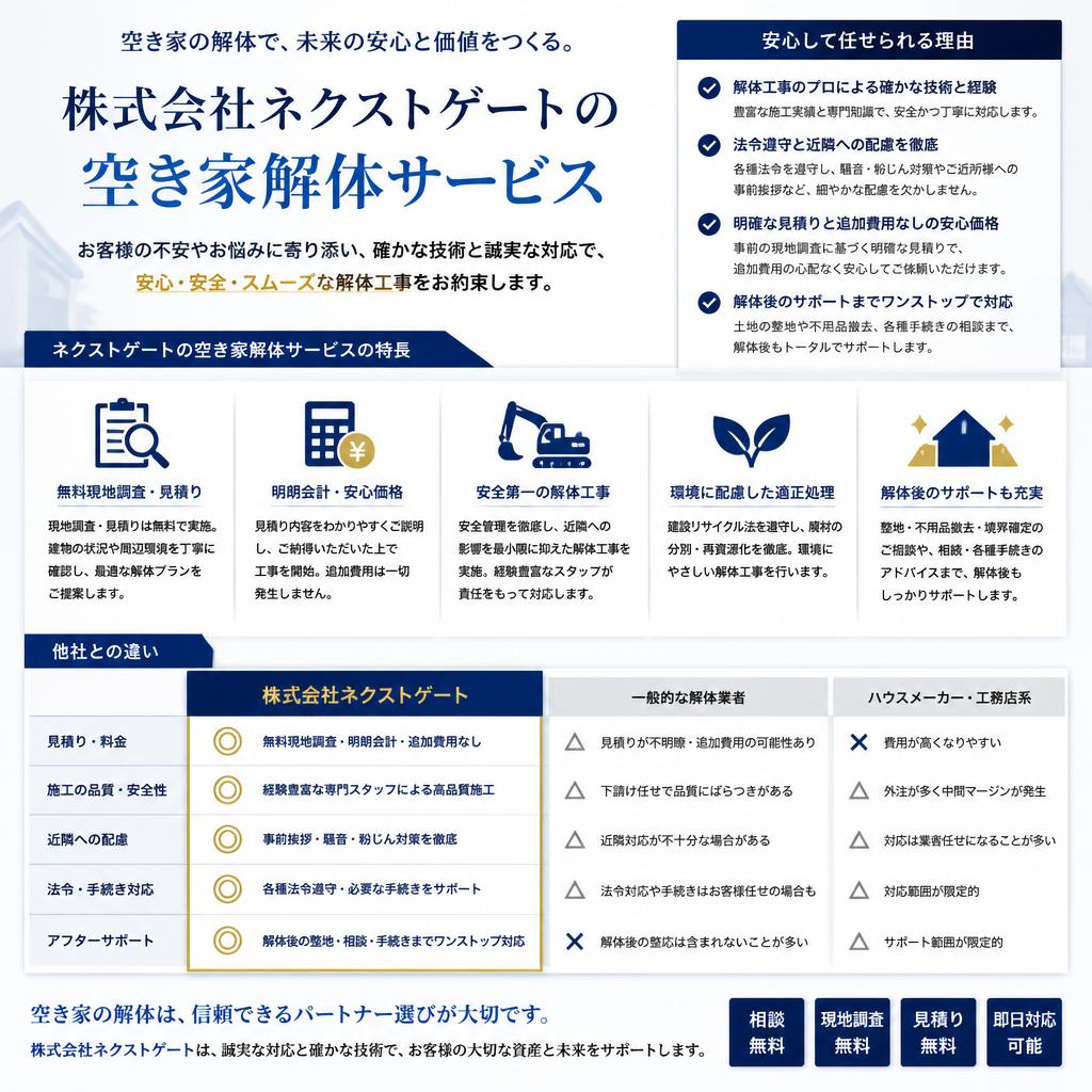 空き家解体サービスの特徴