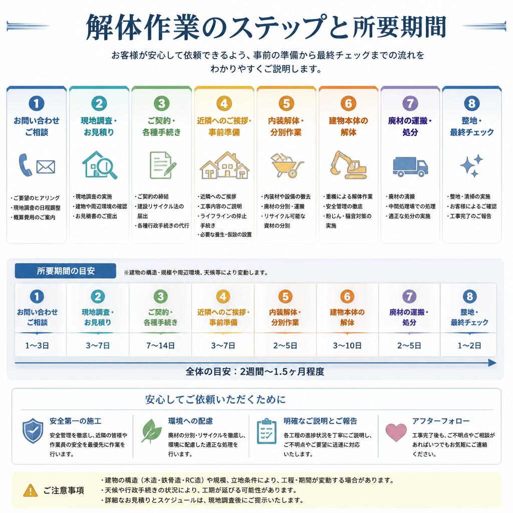 解体の流れとスケジュール